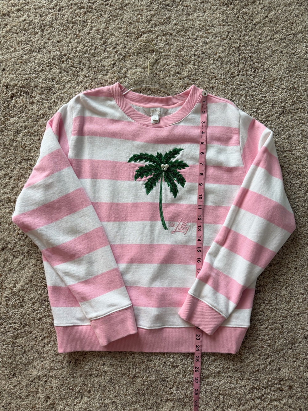 Lilly Pulitzer Pink and White Palm Tree sweatshirt - Picture 5 of 8
